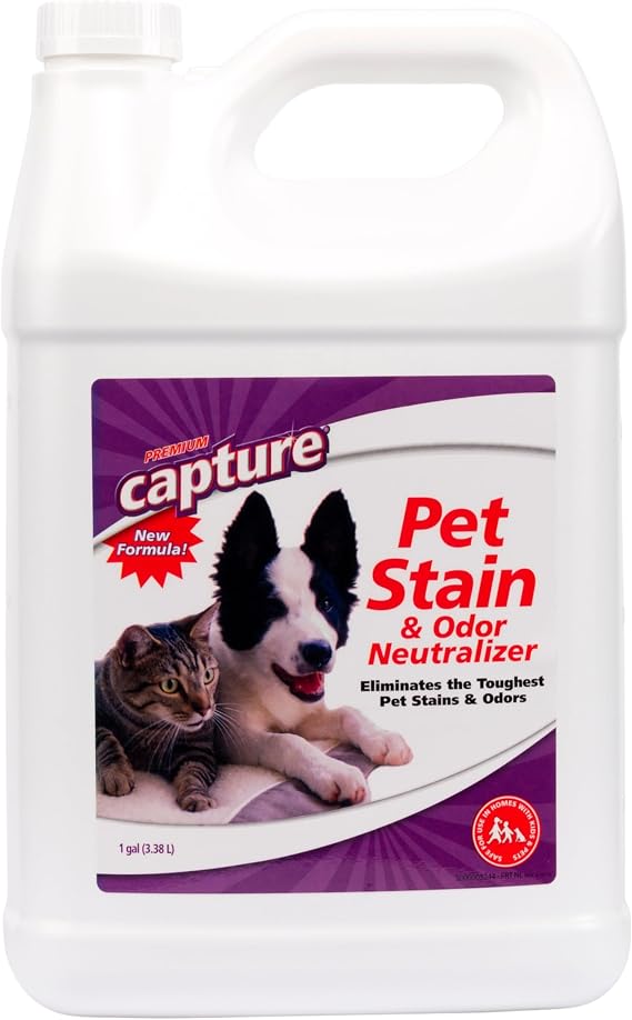Capture Pet Stain & Odor Remover - Enzyme Pet Odor Eliminator - 1 Gallon | Carpet Stain Remover for Cats & Dog Pee Smell, Cat Urine Destroyer, Carpet Cleaner Spray