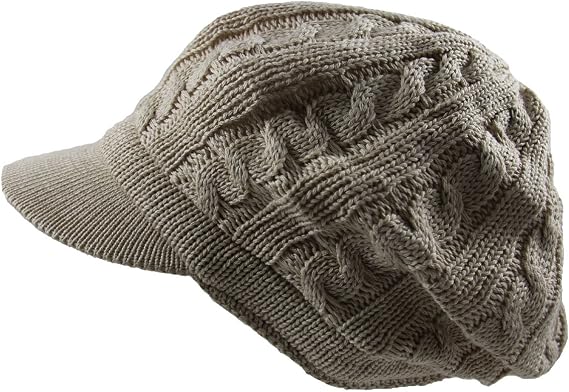 NY Unisex Knit Cable Beret with Visor
