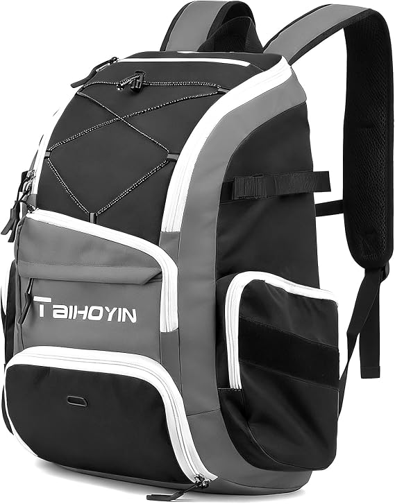 Sports Backpack for Men Women 35L Waterproof Gym Rucksack with Shoe Compartment Wet Pocket for Swimming Baseball Equipment for Adults Casual Daypack fit 15'' Laptop, Black