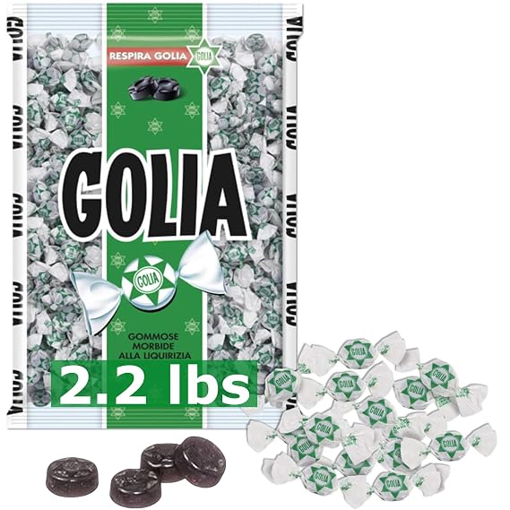 Italian Licorice Candy Made in Italy - Italian Black Licorice Gummy (2.2 lb Family Bag) Italian Candy Individually Wrapped - Golia Candy