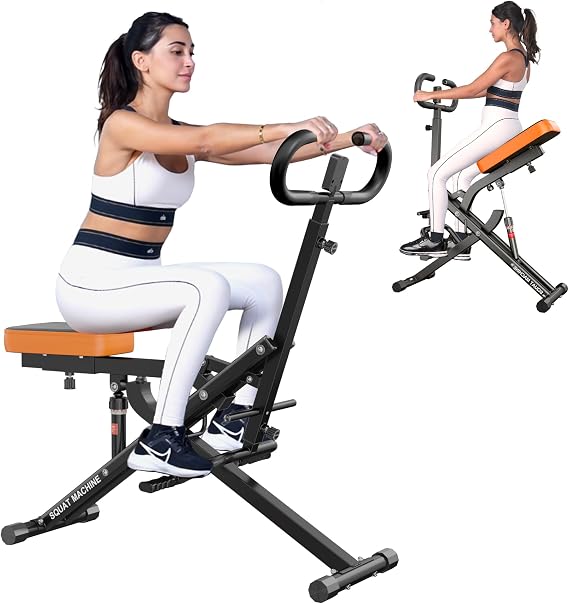 Soges Squat Machine Heavy Duty Assisted for Home Gym, Squat Rowing Machine with Adjustable Resistance and Optional Full Motion,Squat Assist Trainer for Glutes & Legs Workout