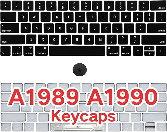New Replacement Keyboard Keycaps Keys, Full Set of US Replacement Keycaps for MacBook Pro A1989 A1990 2018 2019 Year 13"/15" with Removal Tool