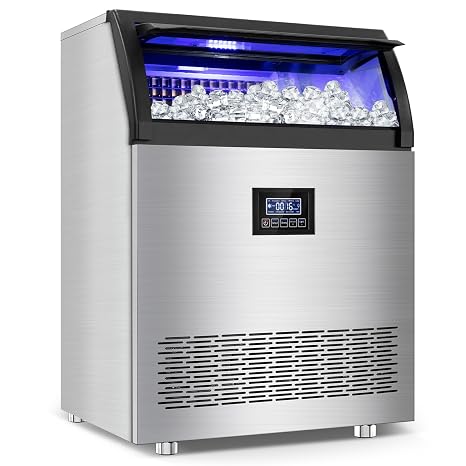 SOZT Commercial Ice Maker Machine 360LBS/24H, 80LBS Storage