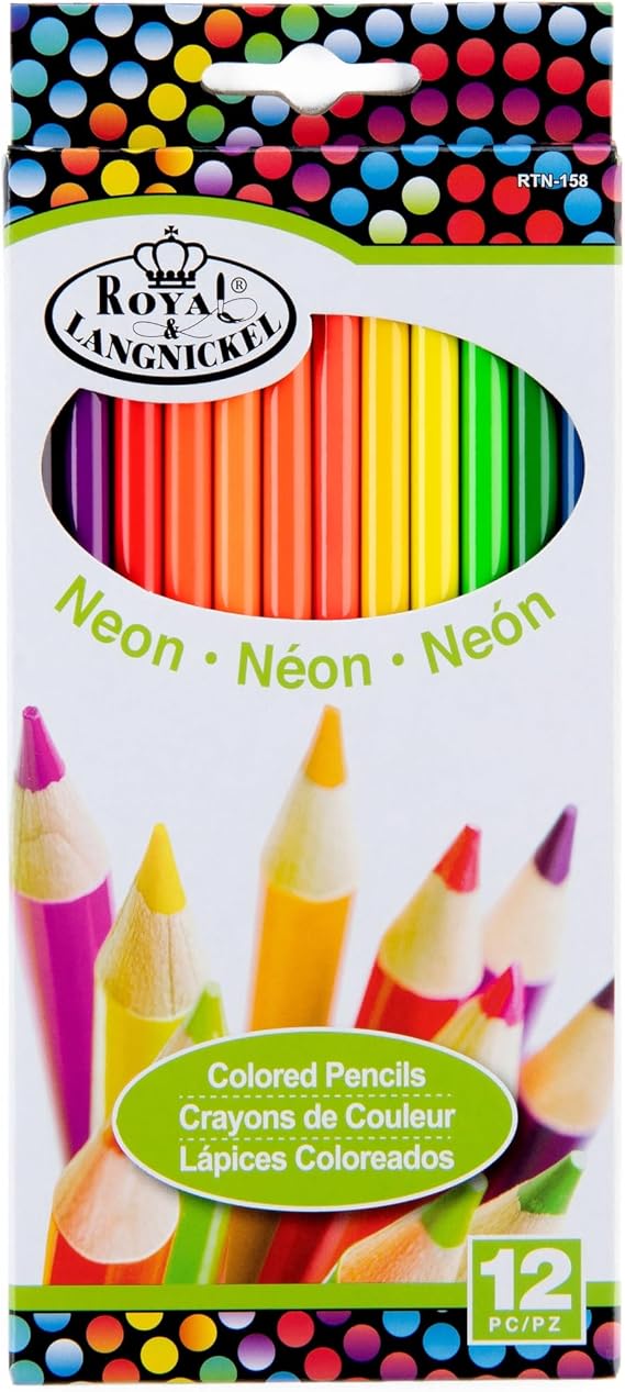 ROYAL BRUSH Neon Colored Pencils, 12 Count, 12/Pkg