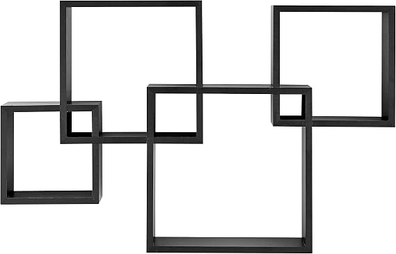 Danya B. Blocchetto Intersecting Cubes Wall Shelf Unit - Horizontal or Vertical - Black
