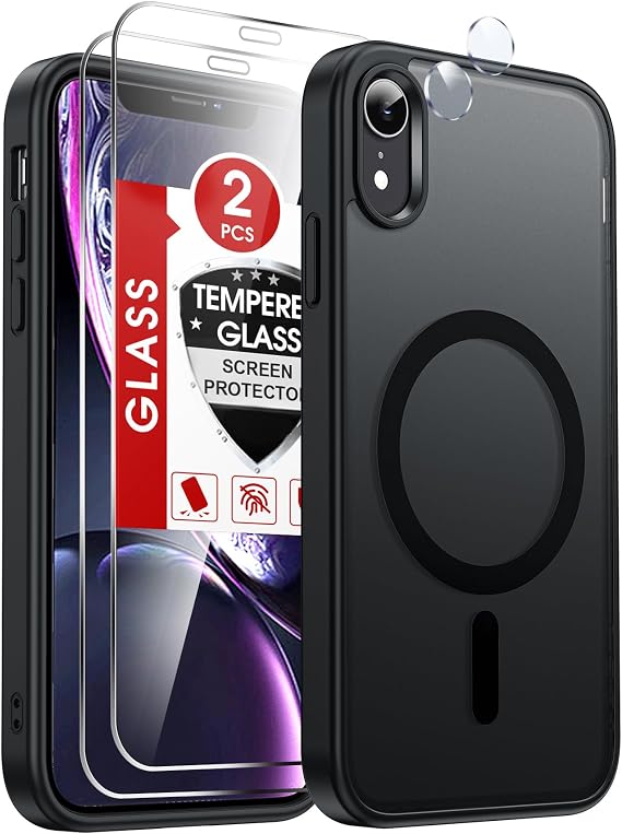 LeYi for iPhone-XR Phone Case with Screen Protector X2 Camera Cover Black | for MagSafe i Phone 10XR Magnetic Protective Rugged Heavy Duty Women Men Girls Boy Funda para iphoneXR 10, Black