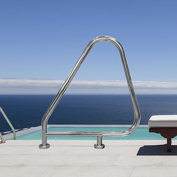 Pool Handrail,304 Stainless Steel, Swimming for Swimming Pool/Sloped Entry/Spa/Water Park, Silver