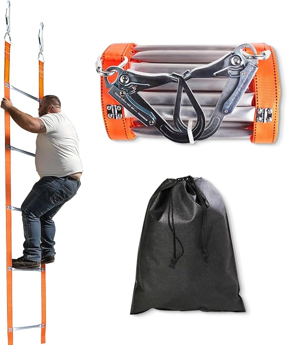 13ft Fire Escape Ladder with 2 Heavy Hooks, Aluminum Anti-Slip Rungs
