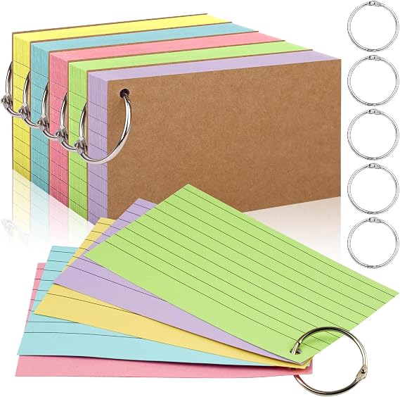 350 Pcs Index Cards With Ring, 3x5 Inches Flash Cards With Rings