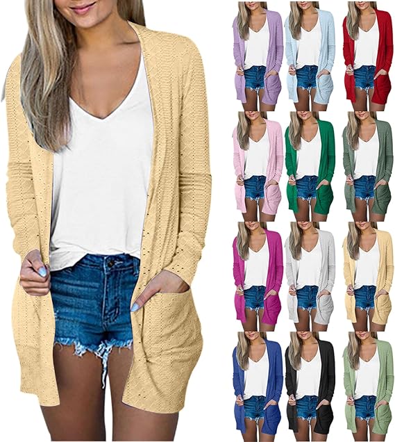 Cardigan Sweaters for Women Trendy 2025 Long Sleeve V Neck Open Front Duster Cardigans Lightweight Fall Comfy Kimono