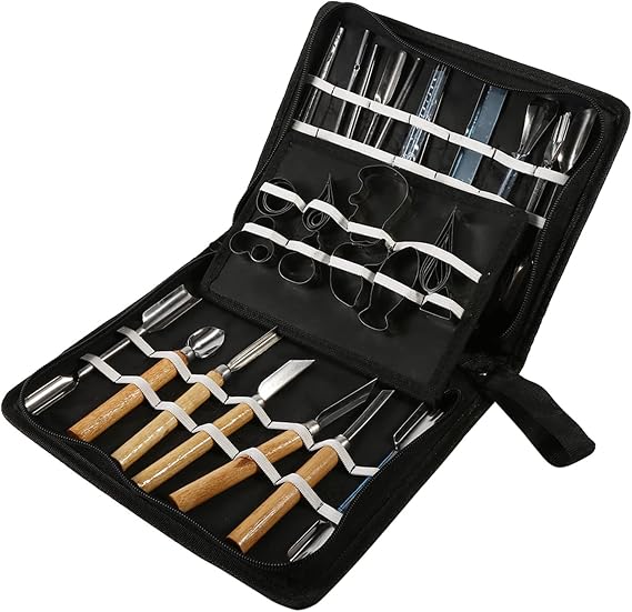 Ejoyous Fruit Carving Tool Kit, 46Pcs Professional Carving Tools Kit Portable Vegetable Fruit Food Chisel Kitchen Cutting Products for Caterer or Carving Hobbyists