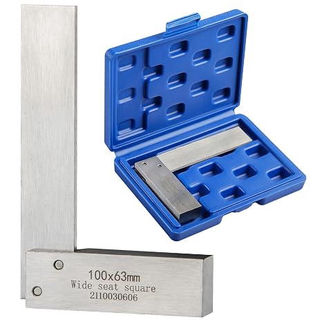 Machinist Engineers Square 90 Degree Right Angle Ruler - Precision Ground Hardened Steel 100x63mm (4x2.5 inch)