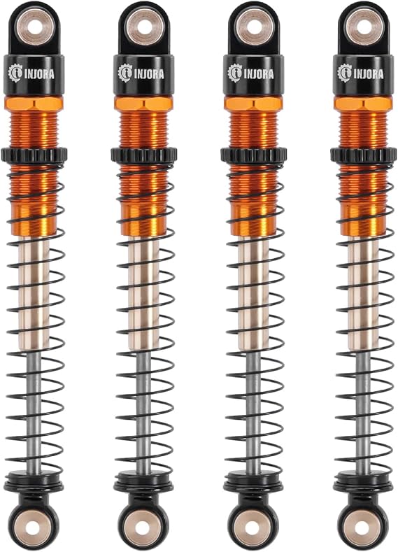 INJORA 51mm Aluminum Threaded Double Barrel Shock for AX24 SCX24, Gold
