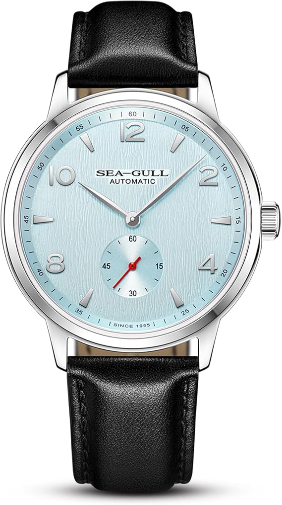SEA-GULL Men's Automatic Mechanical Watch with Seconds Sub-dial, Business Leather Strap Analogue Display Wristwatch,40mm