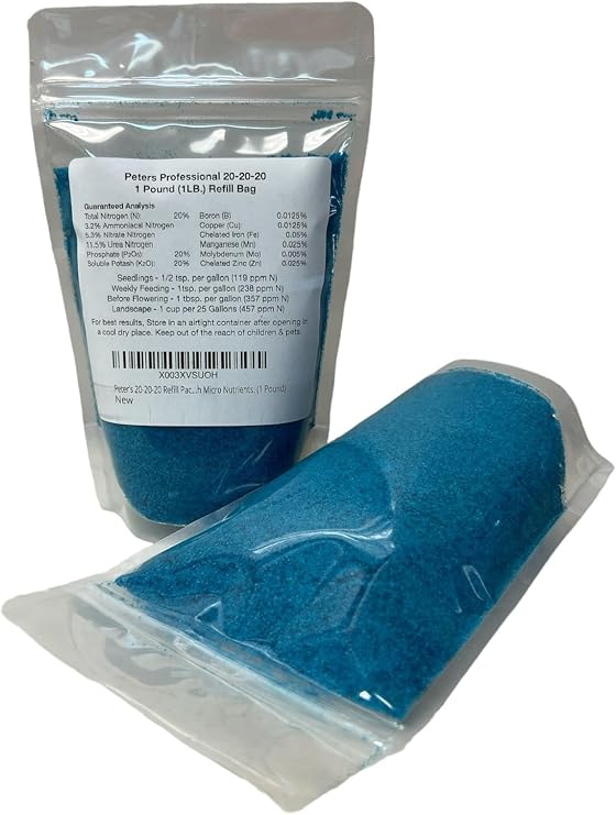 Peters 20-20-20 Refill Packs. General Purpose Water Soluble Fertilizer with Micro Nutrients. (1 Pound)