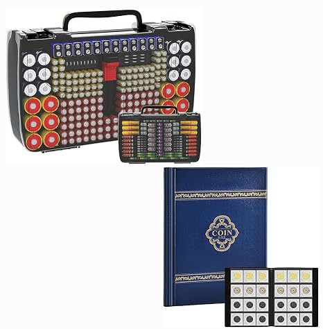 Battery Organizer and 120 Pockets Coin Flip Holder Albums Bundle