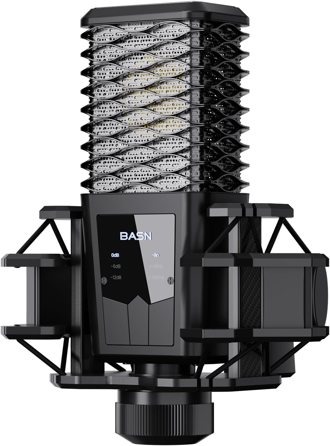 BASN BMS2 Large Diaphragm Cardioid Pickup Studio Condenser XLR Microphone Suitable for Recording, Podcasting, Singing, Streaming (Black)