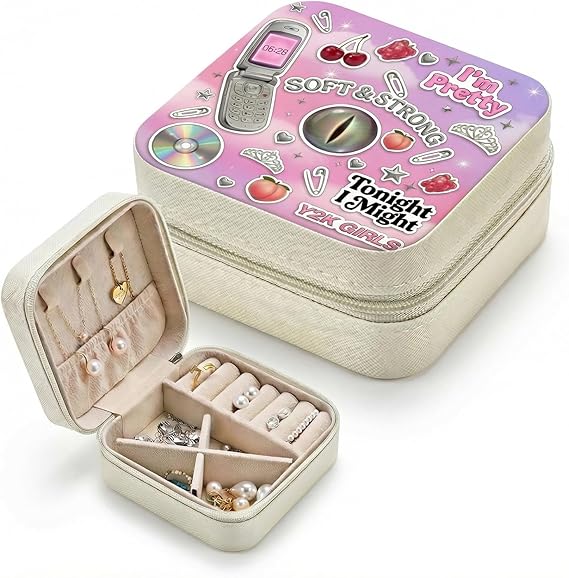 For Katseye Merch Jewelry Box, Y2K Inspired Pop Graphic Travel Jewelry Organizer, Compact Zipper Jewelry Case for Ring Earrings & Accessories