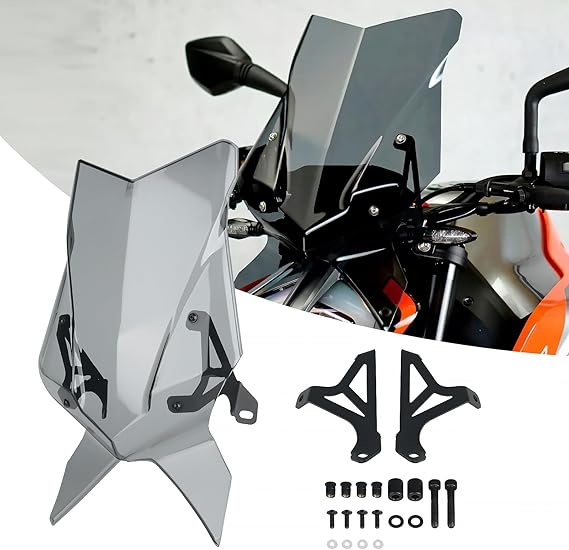 Motorcycle Windshield Fit for DUKE 790 2018-2024/DUKE 890 2020-2023, 3 Colors New Modeling Front PC Windscreen Visor Viser Deflector Kit for k-tm Duke 790 890 Accessories (Smoke Gray)