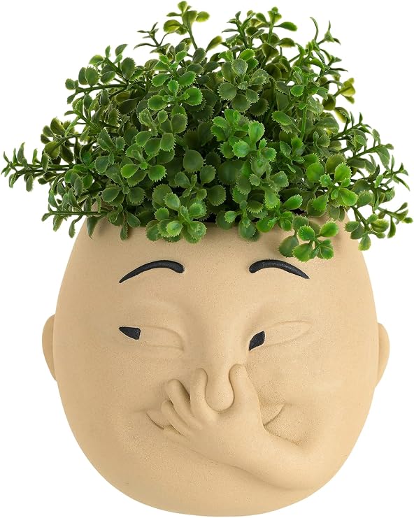 Funny Bathroom Planter Decor: Holding Nose Plant Pot for Toilet
