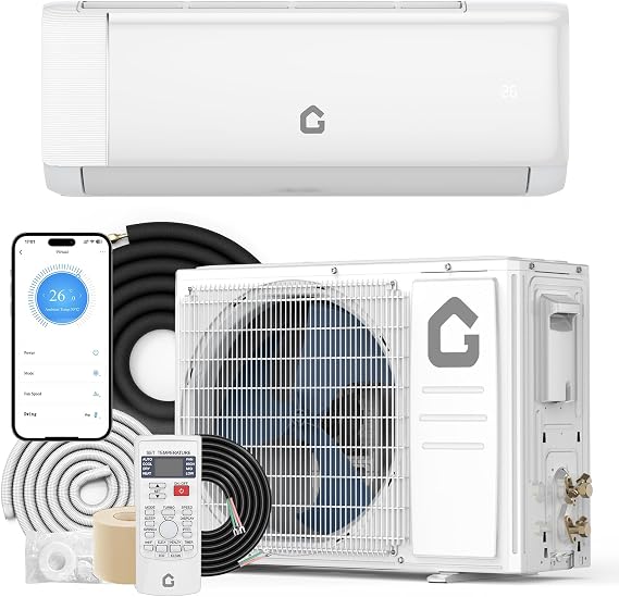 12000 BTU Mini Split Air Conditioner, 22 SEER2 115V Split Unit Ac and Heat Cool Up to 750 Sq.Ft, Ductless Air Conditioner w/Complete Installation Kit,Remote,2.0 Wifi Control,Low Noise