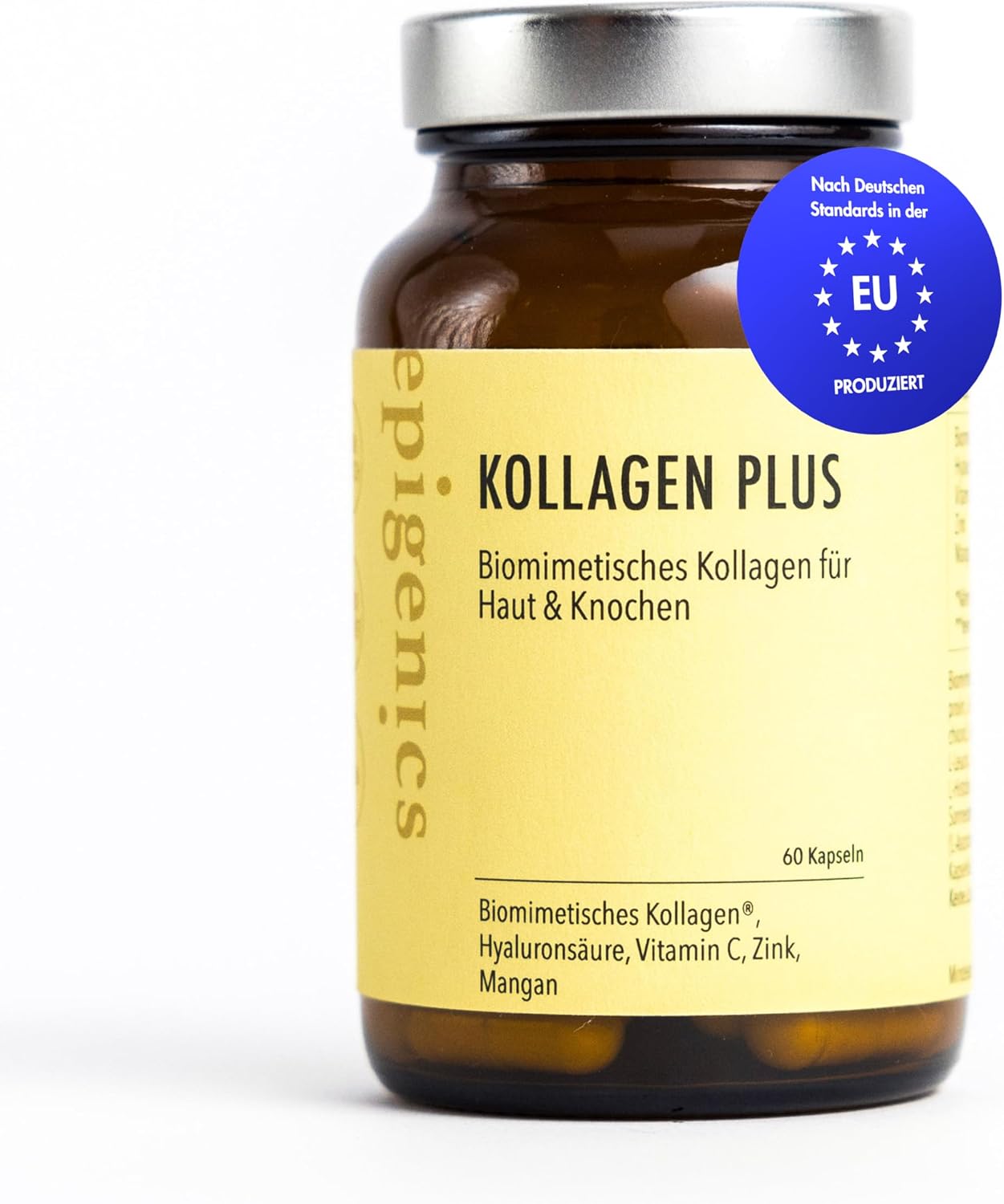 Epigenics Collagen Plus Capsules with Hyaluronic (for 30 Days) - Vegan Biomimetic Collagen - Vegan Collagen + Complex Tablets for Skin Hair Nails Joints & Bones