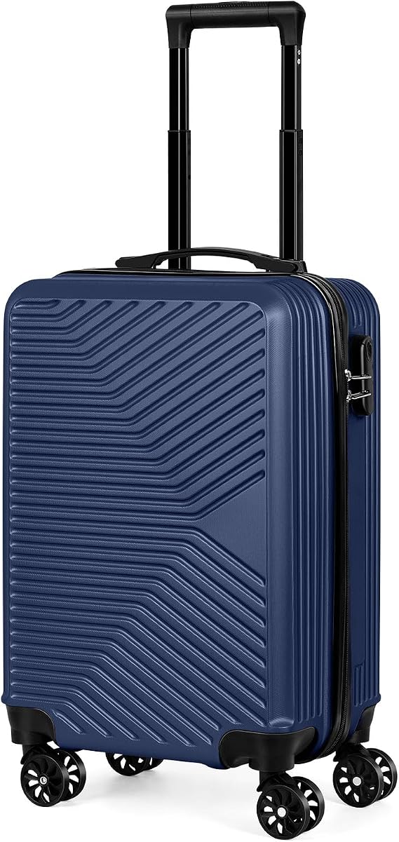 20-Inch Carry On Luggage, Hard Shell Spinner Wheel suitcase, Lightweight Luggage for Airplane Travel, Airline Approved(Triangle Pattern, Blue)