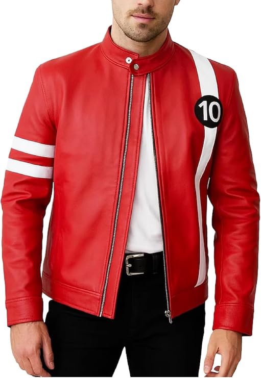 Men's Iconic Superhero Inspired Leather biker Jacket Halloween Sci-Fi Cosplay Costume