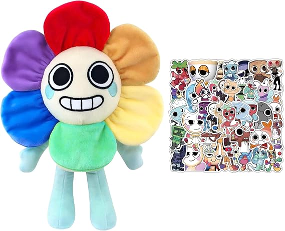 World Plush with 50pcs Sticker, Cute Plush Soft Stuffed Animal Pillow Adorable Plushies Toy Stuffed Doll Gift for Kids Fans Birthday Christmas Playtime Collectibles Ideal Game Enthusiasts