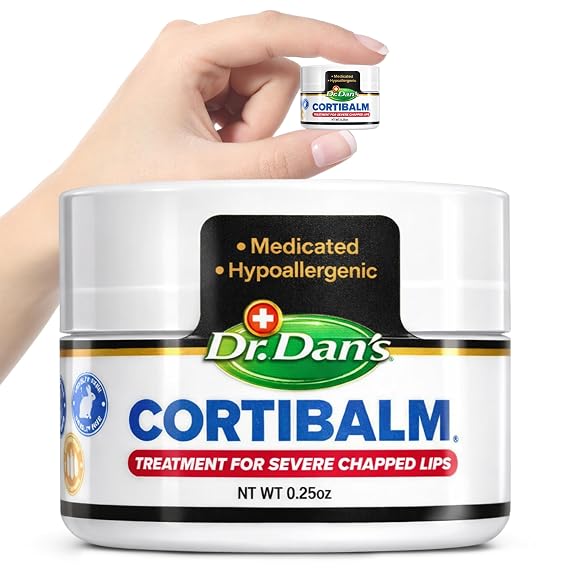 Dr. Dan's Cortibalm Jar - 1 Pack - for Dry Cracked Lips - Healing Lip Balm Jar for Severely Chapped Lips - Designed for Men, Women and Children -