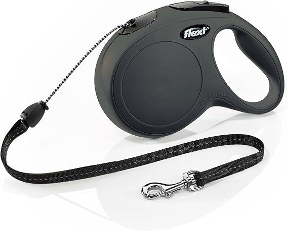 FLEXI New Classic Retractable Dog Leash (Cord), 26 ft, Medium, Black