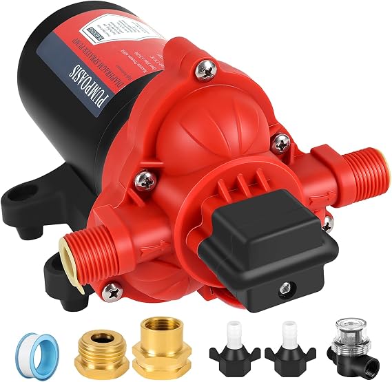 12V Sprayer Pump, 5.4gpm-10amp-60psi, Chemical and Corrosion Resistant, Compatible with Roundup, Diaphragm Pump with Pressure Switch and Self-Priming for Agricultural Spraying, Rv, Boats, Etc