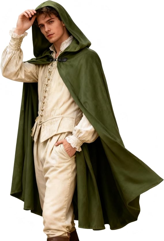 VZQI Renaissance Velvet Hooded Cloak for Adults Cosplay