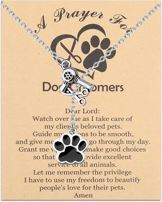 MYOSPARK Dog Paw Print Pendant Necklace - Dog Groomer Gift