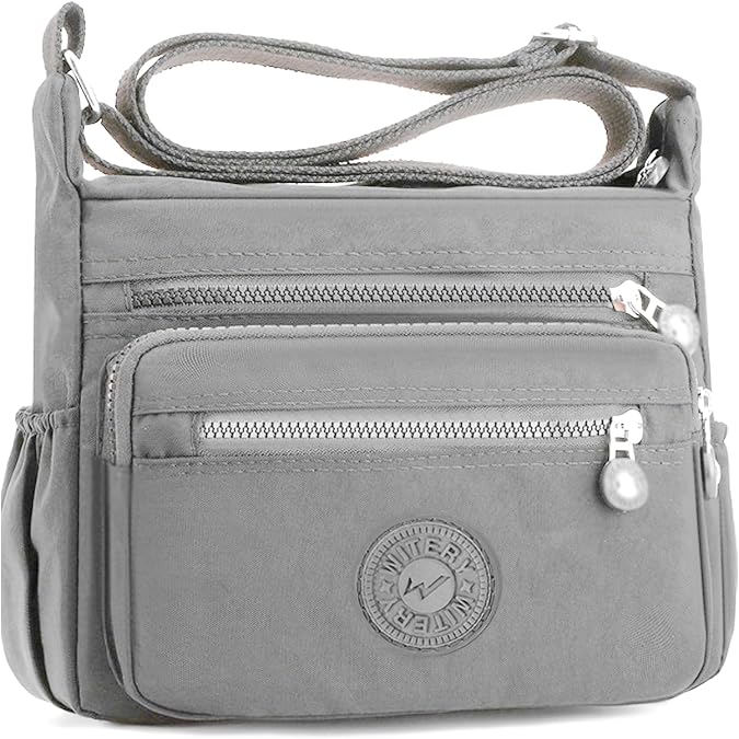 Multi Pocket Crossbody Bags for Women Nylon Messenger Handbags | Water-Resistant Lightweight Nylon, Multiple Pockets with Adjustable Strap, Ideal for Daily Use, Travel, Commute, Dog Walking