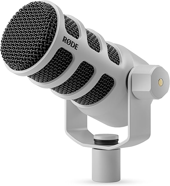 PodMic USB Dynamic Broadcast Microphone (White) with XLR and USB Connection for RØDE Podcasting, Streaming and Content Creation