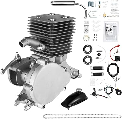 100CC Bicycle Engine Bike Motor Kit 2 Stroke Gas Motorized Bike Conversion Kit, Gasoline Petrol Bicycle Motor Refit Full Set Air-Cooling Modified Full Set for 26-28 Bikes with V-Frame