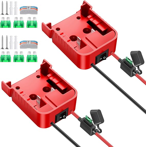 2 Packs Power Wheels Adapter for Dewalt 20V Battery Adapter Power Wheels Battery Converter Kit with Fuse & Switch & Wire Terminals, 12AWG Wire, for DIY Rc Toys and Ride On Truck