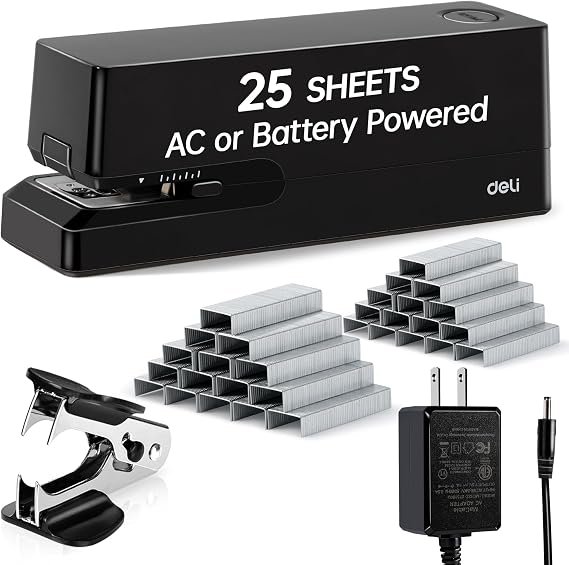 Deli Electric Stapler, Automatic Staplers for Desk, 25-Sheet Capacity