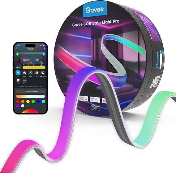 Govee COB Strip Light Pro 5 m Smart LED Strip RGBIC with Warm White 2250 [Energy Class G]