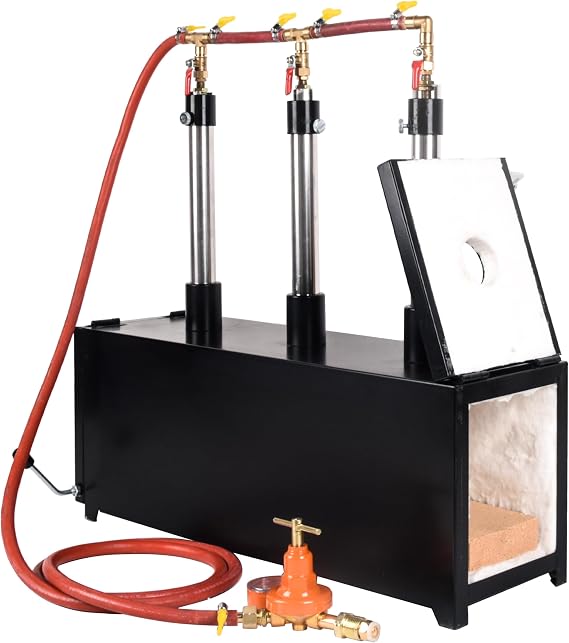 Three Burners Portable Propane Gas Forge with Two Door, Triple Burners 2300F /1300 C Large Capacity Square Forging Furnace for Blacksmithing Farrier Making Forging Tools and Equipments