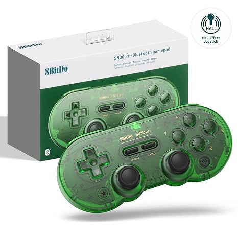 8Bitdo SN30 Pro - Green,Switch Wireless Bluetooth Game Controller Gamepad | Hall Effect Joystick Update, Switch Steam Mac PC Android Windows MacOS
