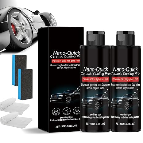 Nano-Quick Ceramic Coating Pro, Nano-Quick Coat Restores, Revolutionary Spray for Car Detailing, Featuring Advanced Ceramic Technology, for Dust-Proof Glass Effect and Lasting Luster (2Sets)