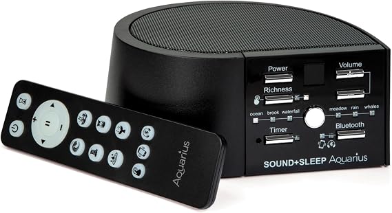 Adaptive Sound Technologies Sound + Sleep Aquarius, Bluetooth, Black | White Noise Machine for Focus Support with a Convenient Sleep Timer, Built-in Headphone Jack, and Precision Volume Settings