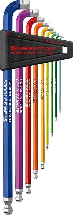 PB SWISS TOOLS 2222.LH-10 RB CN 90-100° Hex Key Set 1.5-10 mm