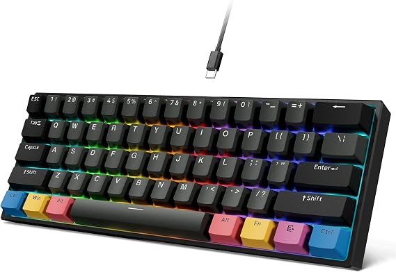 OHY XVX 60% Hot-Swappable Mechanical Keyboard, RGB Backlit Wired Gaming Keyboard with PBT Keycaps & Pre-Lubed Linear Switches, Compact 61 Keys for PC/Mac (Black)