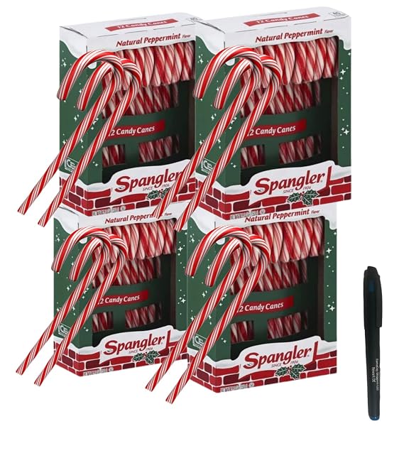 CandyRific | (PURE PEPPERMINT) | Spangler Peppermint Candy Canes | 48 - Individually Wrapped Candy Canes | SameDay Shippers Offers Free PEN