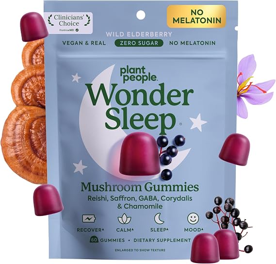 Plant People WonderSleep Mushroom Gummies Supplement for Sleep, 60ct