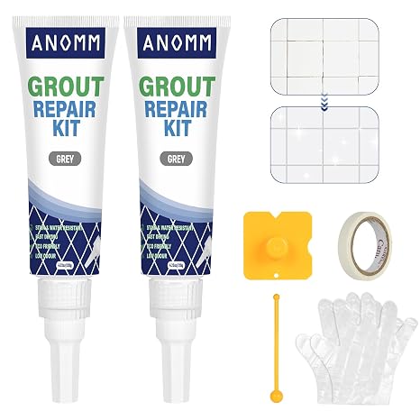 Tile Grout Repair Kit, 2 x 120ml Grout Reviver for Tiles, Grey