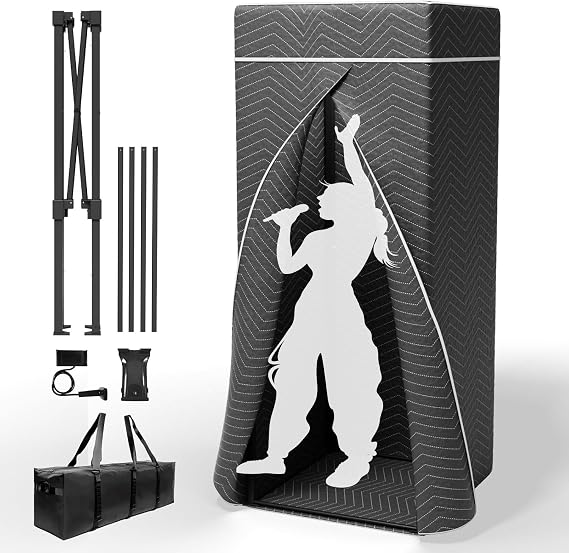Portable Vocal Booth for Echo-Free Vocals, Soundproof Recording Booth for Reverb Isolation and Studio Quality. Home Studio Booth with Travel Bag.